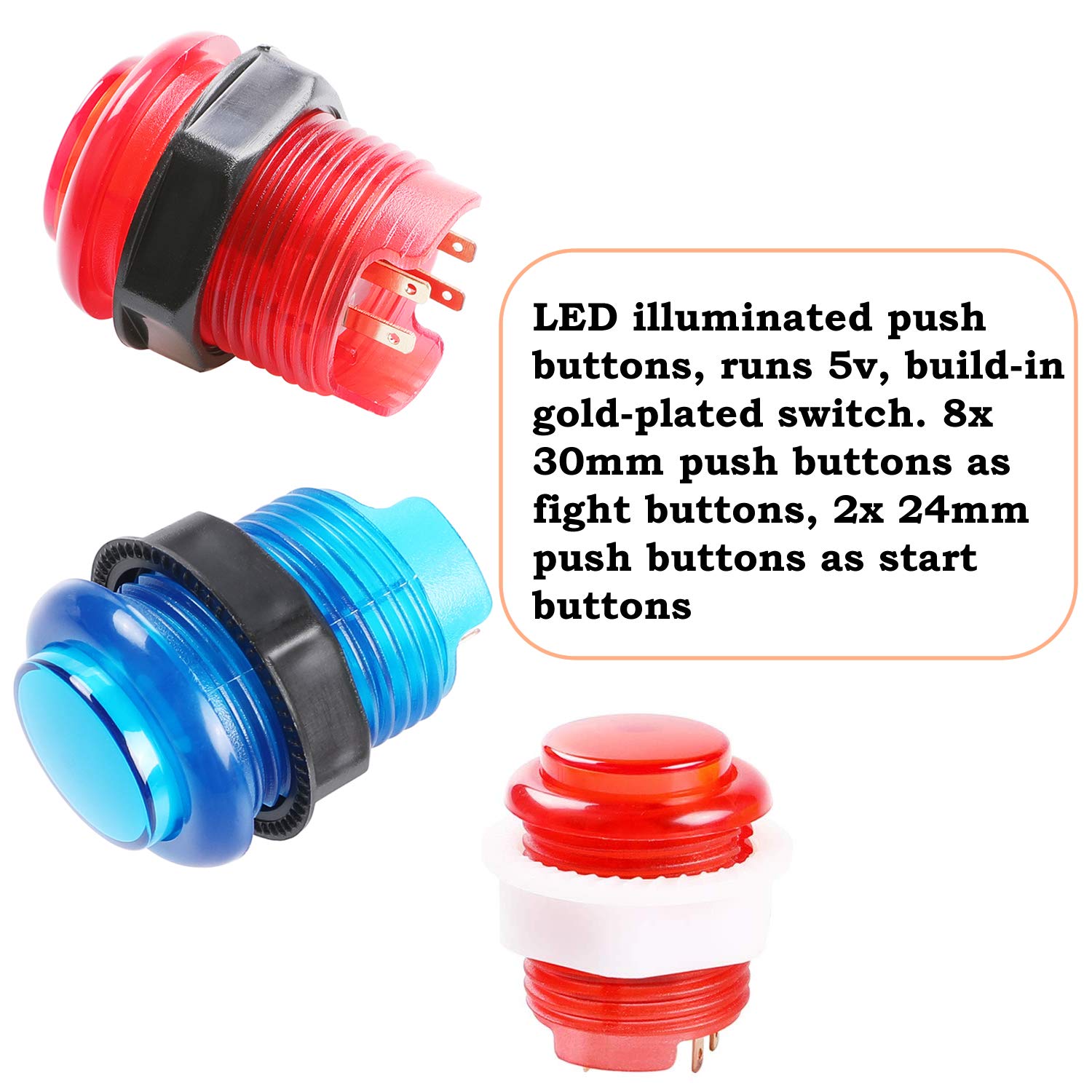 1 Bag/50 Pcs Arcade LED Button - Arcade Wangan Midnight recension och pris