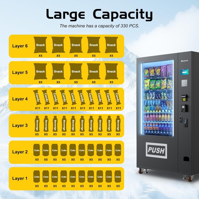 Customized Large 60 Slots Snac - Bill Acceptor Vending recension och pris